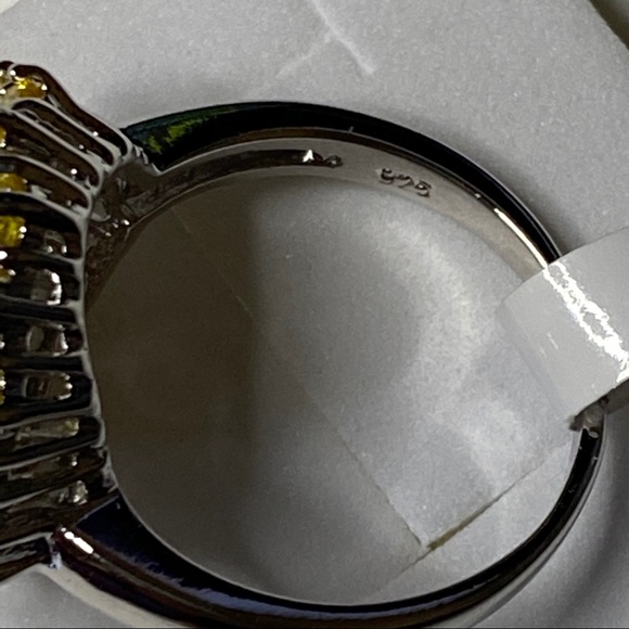 Flowered yellow and pink stone 925 ring - Picture 2 of 4